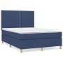 Box spring bed with blue fabric mattress 140x190 cm by , Beds and slatted bases - Ref: Foro24-3142255, Price: 478,58 €, Disco...