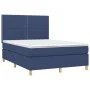 Box spring bed with blue fabric mattress 140x190 cm by , Beds and slatted bases - Ref: Foro24-3142255, Price: 478,58 €, Disco...