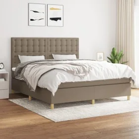 Box spring bed with taupe gray fabric mattress 160x200 cm by , Beds and slatted bases - Ref: Foro24-3142669, Price: 588,39 €,...