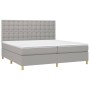 Box spring bed with light gray fabric mattress 200x200 cm by , Beds and slatted bases - Ref: Foro24-3142681, Price: 635,26 €,...
