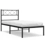 Bed frame with black metal headboard 90x200 cm by , Beds and slatted bases - Ref: Foro24-372270, Price: 58,90 €, Discount: %