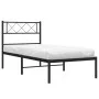 Bed frame with black metal headboard 90x200 cm by , Beds and slatted bases - Ref: Foro24-372270, Price: 58,90 €, Discount: %
