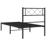 Bed frame with black metal headboard 90x200 cm by , Beds and slatted bases - Ref: Foro24-372270, Price: 58,90 €, Discount: %