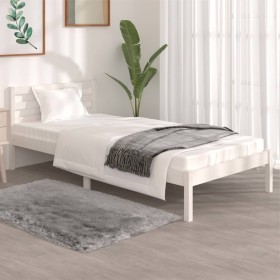 Solid white pine wood bed frame 90x190 cm by , Beds and slatted bases - Ref: Foro24-810396, Price: 74,54 €, Discount: %