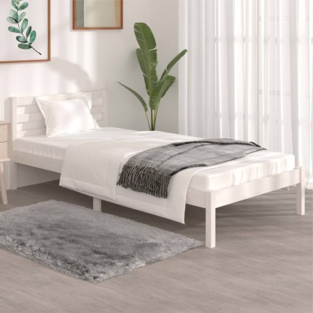 Massiver Bettrahmen aus weißem Kiefernholz, 90 x 190 cm von , Betten und Lattenroste - Ref: Foro24-810396, Preis: 74,54 €, Ra...