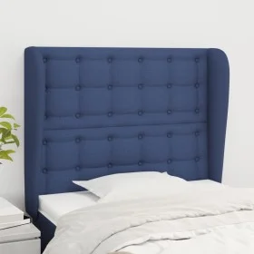 Cabecero con orejas de tela azul 83x23x118/128 cm de , Cabeceros y pies de cama - Ref: Foro24-3118370, Precio: 77,85 €, Descu...
