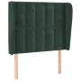 Headboard with dark green velvet ears 93x23x118/128 cm by , Headboards and footboards - Ref: Foro24-3118429, Price: 82,99 €, ...