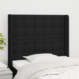 Kopfteil mit Ohren aus schwarzem Stoff, 103 x 16 x 118/128 cm von , Kopf- und Fußteile - Ref: Foro24-3120006, Preis: 92,48 €,...