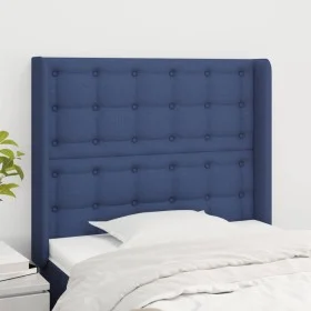 Headboard with blue fabric ears 83x16x118/128 cm by , Headboards and footboards - Ref: Foro24-3119994, Price: 74,21 €, Discou...