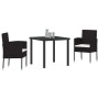 Conjunto de Comedor de Jardín con cojín 3 pcs Negro Poliratán