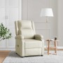 Sillón de masaje de cuero sintético blanco crema