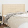 Kopfteil mit Ohren aus cremefarbenem Stoff, 163 x 16 x 118/128 cm von , Kopf- und Fußteile - Ref: Foro24-3120025, Preis: 138,...