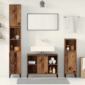 Juego de muebles de baño con estante 3 pcs Madera vieja