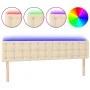Cabecero con LED de tela color crema 160x5x78/88 cm de , Cabeceros y pies de cama - Ref: Foro24-3122057, Precio: 69,36 €, Des...