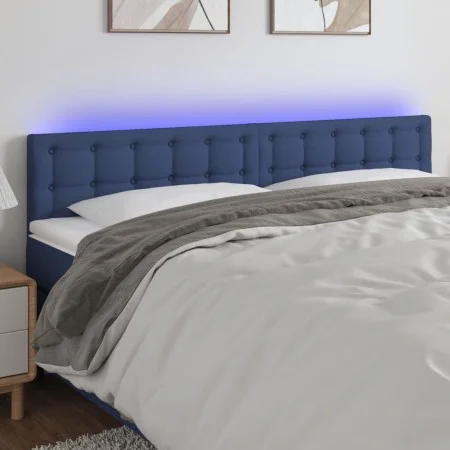 Blue fabric headboard with LED 200x5x78/88 cm by , Headboards and footboards - Ref: Foro24-3122074, Price: 68,82 €, Discount: %