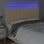 Headboard with LED lights cream fabric 160x5x118/128 cm by , Headboards and footboards - Ref: Foro24-3122869, Price: 129,06 €...