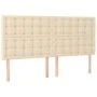Headboard with LED lights cream fabric 160x5x118/128 cm by , Headboards and footboards - Ref: Foro24-3122869, Price: 129,06 €...
