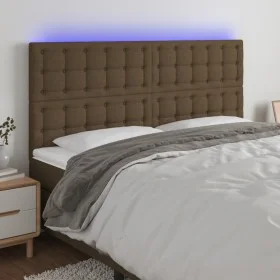 Headboard with LED lights dark brown fabric 200x5x118/128 cm by , Headboards and footboards - Ref: Foro24-3122883, Price: 148...