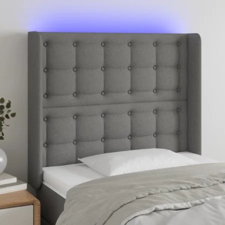 Dunkelgraues Stoffkopfteil mit LED 83x16x118/128 cm von , Kopf- und Fußteile - Ref: Foro24-3124457, Preis: 103,27 €, Rabatt: %