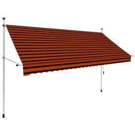 Toldo manual retráctil naranja y marrón 300 cm Toldo manual retráctil naranja y marrón 300 cm