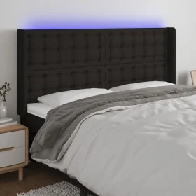 Black fabric headboard with LED 203x16x118/128 cm by , Headboards and footboards - Ref: Foro24-3124506, Price: 161,06 €, Disc...