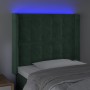 LED-Kopfteil aus dunkelgrünem Samt, 103 x 16 x 118/128 cm von , Kopf- und Fußteile - Ref: Foro24-3124527, Preis: 96,80 €, Rab...