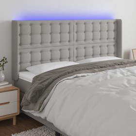 Light gray fabric headboard with LED 203x16x118/128 cm by , Headboards and footboards - Ref: Foro24-3124504, Price: 134,07 €,...