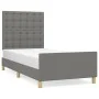 Bed frame with headboard in dark gray fabric 80x200 cm by , Beds and slatted bases - Ref: Foro24-3125334, Price: 169,82 €, Di...