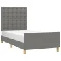 Bed frame with headboard in dark gray fabric 80x200 cm by , Beds and slatted bases - Ref: Foro24-3125334, Price: 169,82 €, Di...
