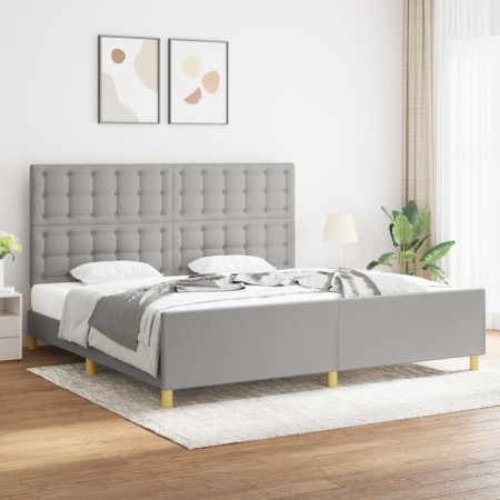 Light gray fabric bed frame with headboard 200x200 cm by , Beds and slatted bases - Ref: Foro24-3125405, Price: 248,76 €, Dis...
