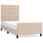 Estructura de cama cabecero cuero sintético capuchino 90x200 cm de , Camas y somieres - Ref: Foro24-3125554, Precio: 166,39 €...