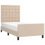 Cappuccino synthetic leather headboard bed frame 90x200 cm by , Beds and slatted bases - Ref: Foro24-3125554, Price: 159,91 €...