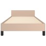 Estructura de cama cabecero cuero sintético capuchino 90x200 cm de , Camas y somieres - Ref: Foro24-3125554, Precio: 166,39 €...