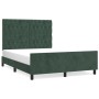 Estructura cama con cabecero terciopelo verde oscuro 140x190 cm