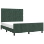 Estructura cama con cabecero terciopelo verde oscuro 140x190 cm