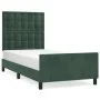 Estructura cama con cabecero terciopelo verde oscuro 90x200 cm de , Camas y somieres - Ref: Foro24-3125980, Precio: 143,39 €,...