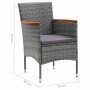 Set de muebles jardín 7 pzas con cojines ratán sintético gris