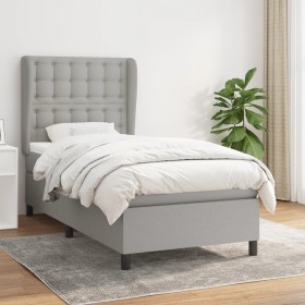 Cama box spring con colchón tela gris claro 80x200 cm de , Camas y somieres - Ref: Foro24-3128237, Precio: 332,53 €, Descuent...