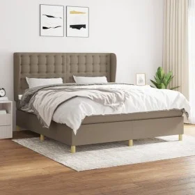 Box spring bed with taupe gray fabric mattress 160x200 cm by , Beds and slatted bases - Ref: Foro24-3128857, Price: 601,48 €,...