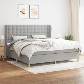 Box spring bed with light gray fabric mattress 200x200 cm by , Beds and slatted bases - Ref: Foro24-3128869, Price: 658,42 €,...