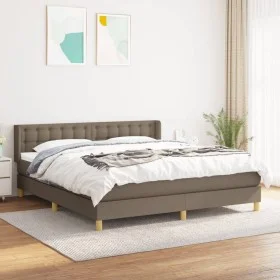 Box spring bed with taupe gray fabric mattress 160x200 cm by , Beds and slatted bases - Ref: Foro24-3130605, Price: 506,14 €,...