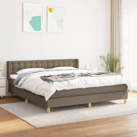 Box spring bed with taupe gray fabric mattress 160x200 cm by , Beds and slatted bases - Ref: Foro24-3130605, Price: 506,14 €,...