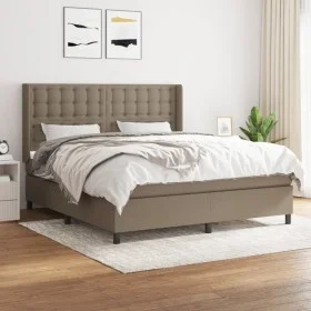 Box spring bed with taupe gray fabric mattress 160x200 cm by , Beds and slatted bases - Ref: Foro24-3131765, Price: 591,75 €,...