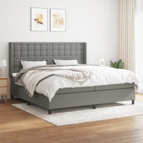 Cama box spring con colchón tela gris oscuro 200x200 cm