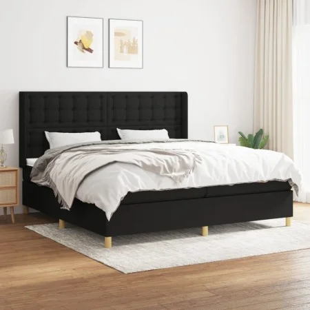 Box spring bed with black fabric mattress 200x200 cm by , Beds and slatted bases - Ref: Foro24-3132339, Price: 723,63 €, Disc...