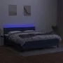 Cama box spring colchón y luces LED tela azul 160x200 cm de , Camas y somieres - Ref: Foro24-3133491, Precio: 486,90 €, Descu...
