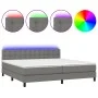 Boxspringbettmatratze und LED-Leuchten hellgrauer Stoff 200x200 cm von , Betten und Lattenroste - Ref: Foro24-3133502, Preis:...