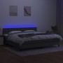 Box spring bed mattress and LED lights light gray fabric 200x200 cm by , Beds and slatted bases - Ref: Foro24-3133502, Price:...