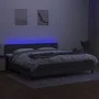 Box spring bed mattress and LED lights light gray fabric 200x200 cm by , Beds and slatted bases - Ref: Foro24-3133502, Price:...
