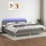 Box spring bed with mattress and LED dark gray fabric 200x200 cm by , Beds and slatted bases - Ref: Foro24-3134062, Price: 57...